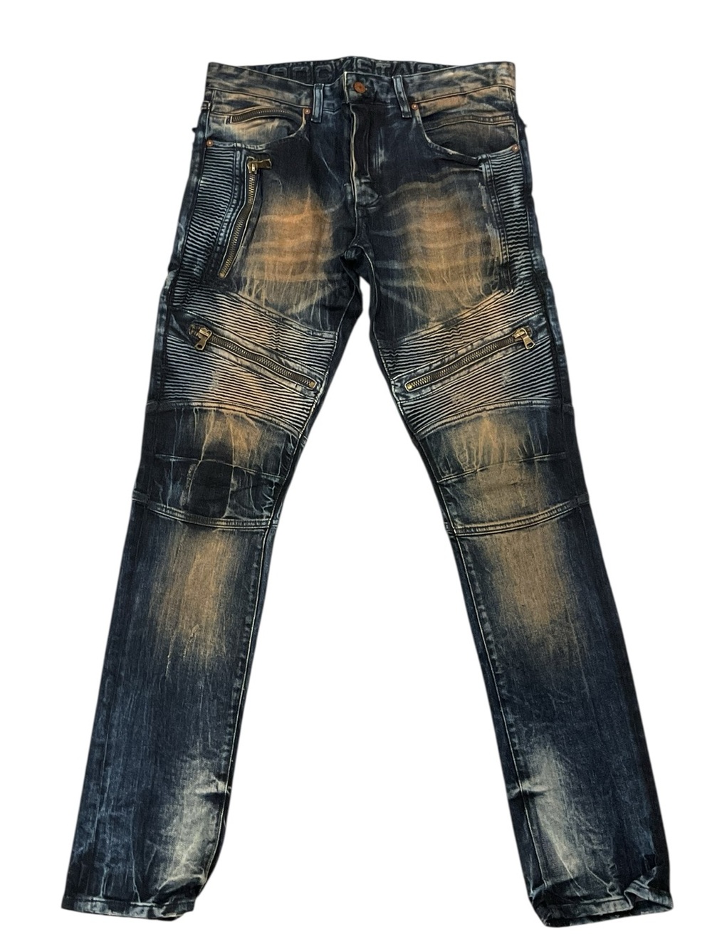 Rockstar Sushi Men’s Distressed Biker-Style Zipper Jeans